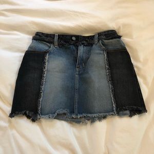 Mixed Denim Jean Skirt